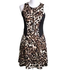 BAR lll LEOPARD PRINT FIGURE FLATTERING DRESS MEDIUM